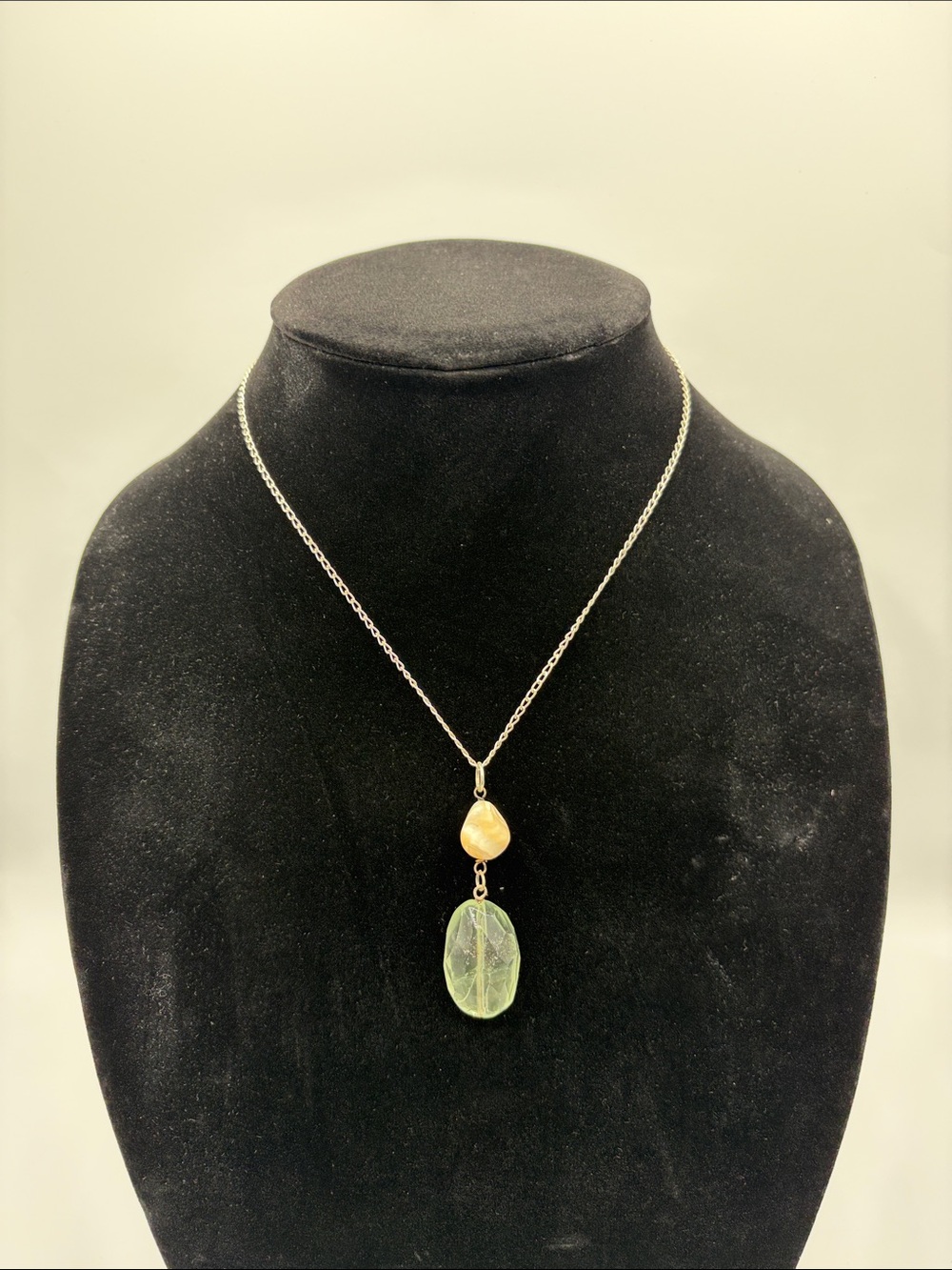 Sterling Silver Boho Natural Stone Pendant Necklace